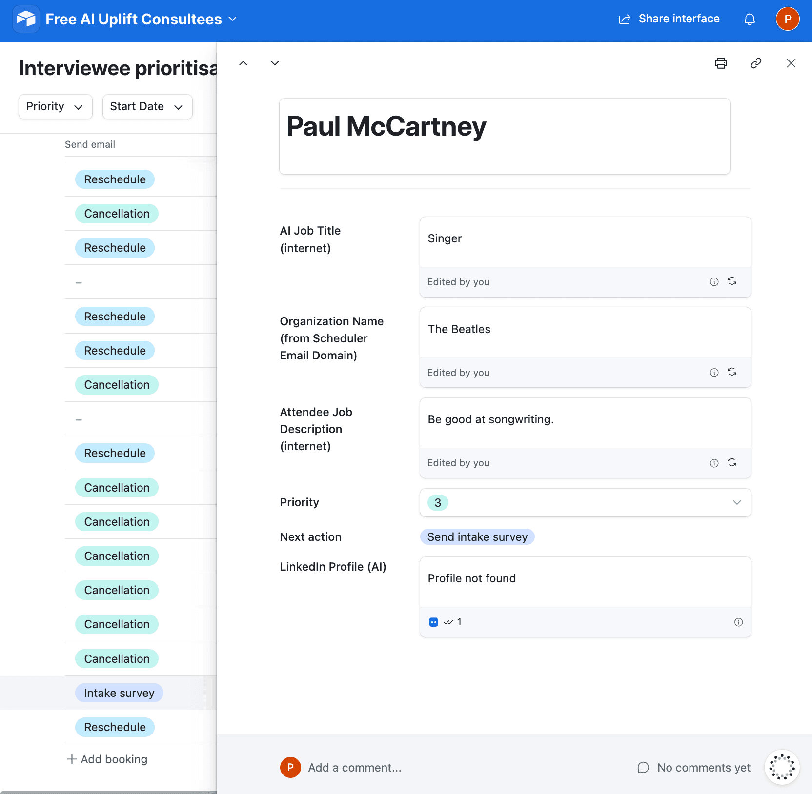 Airtable priority interface