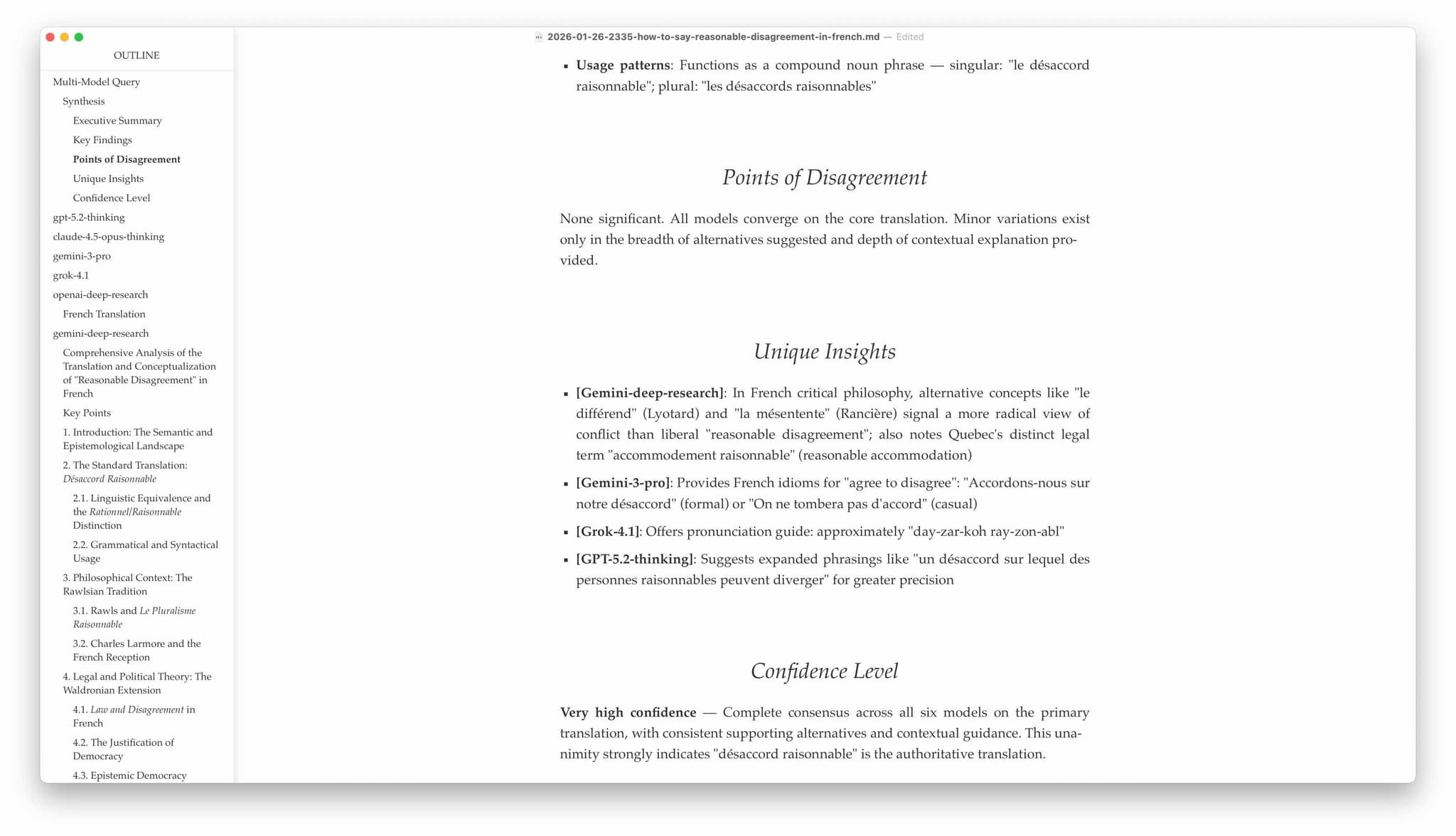 Ask Many Models skill — individual model responses