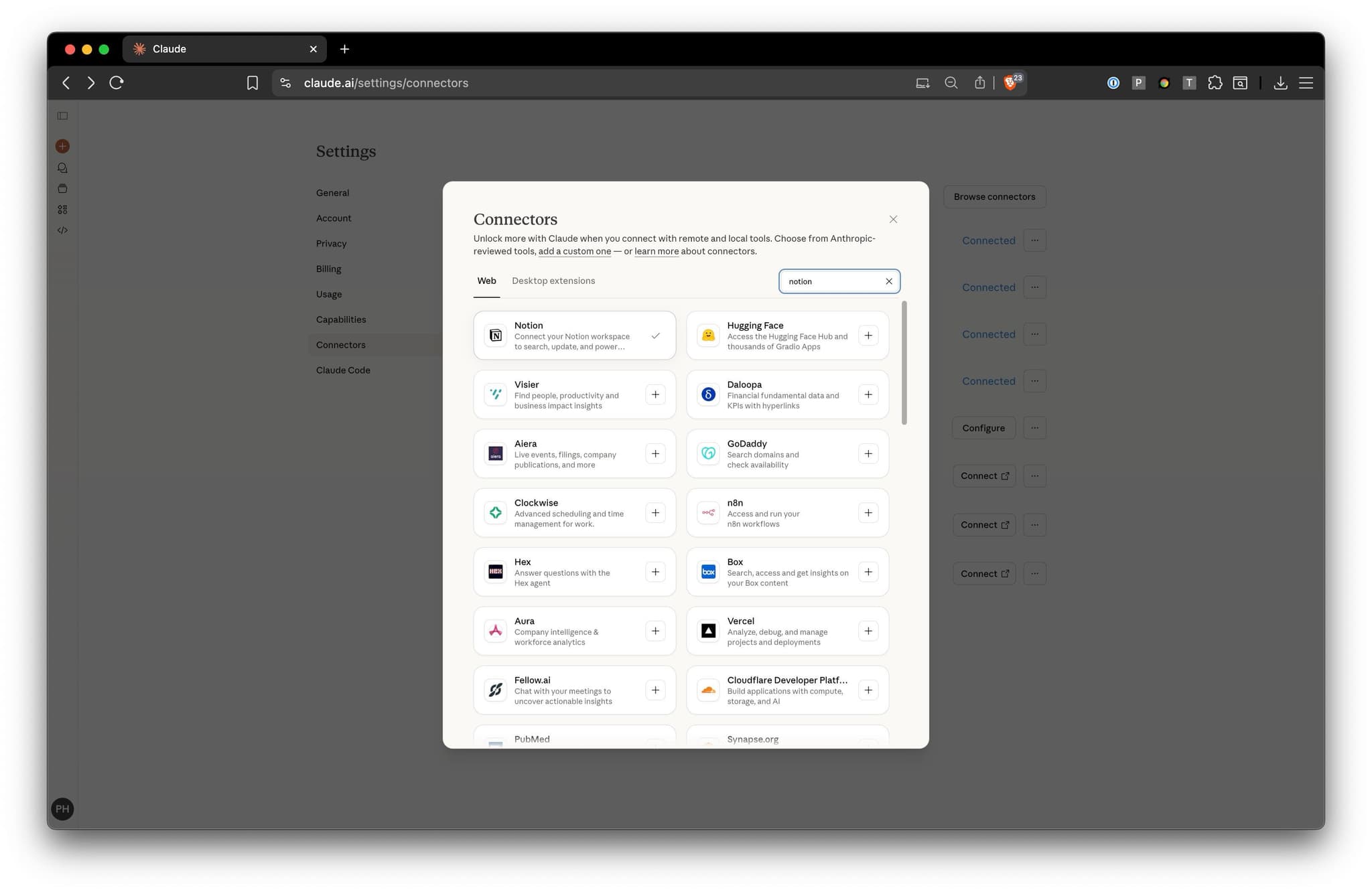 Notion Claude connection