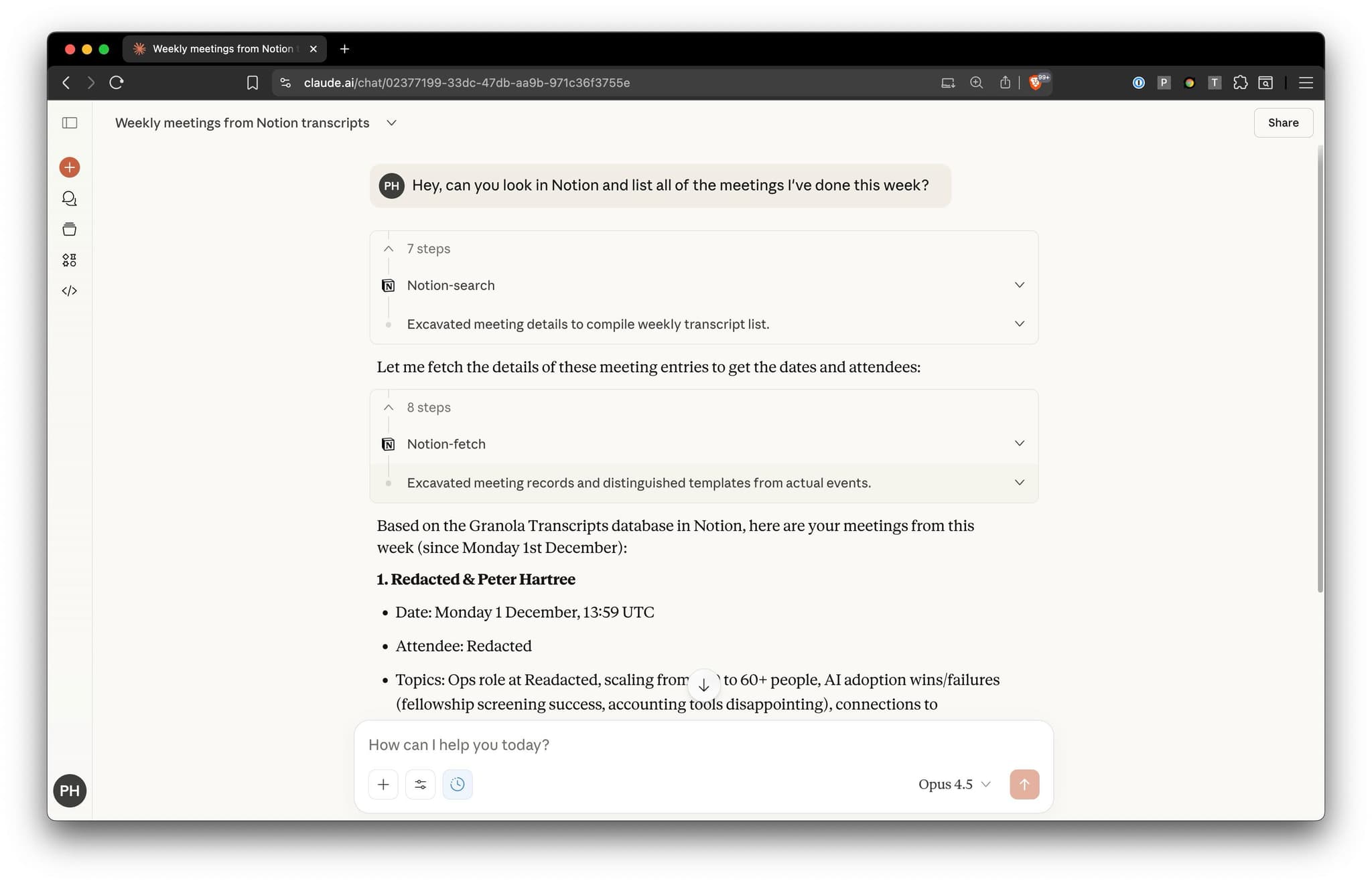 Granola Notion connection