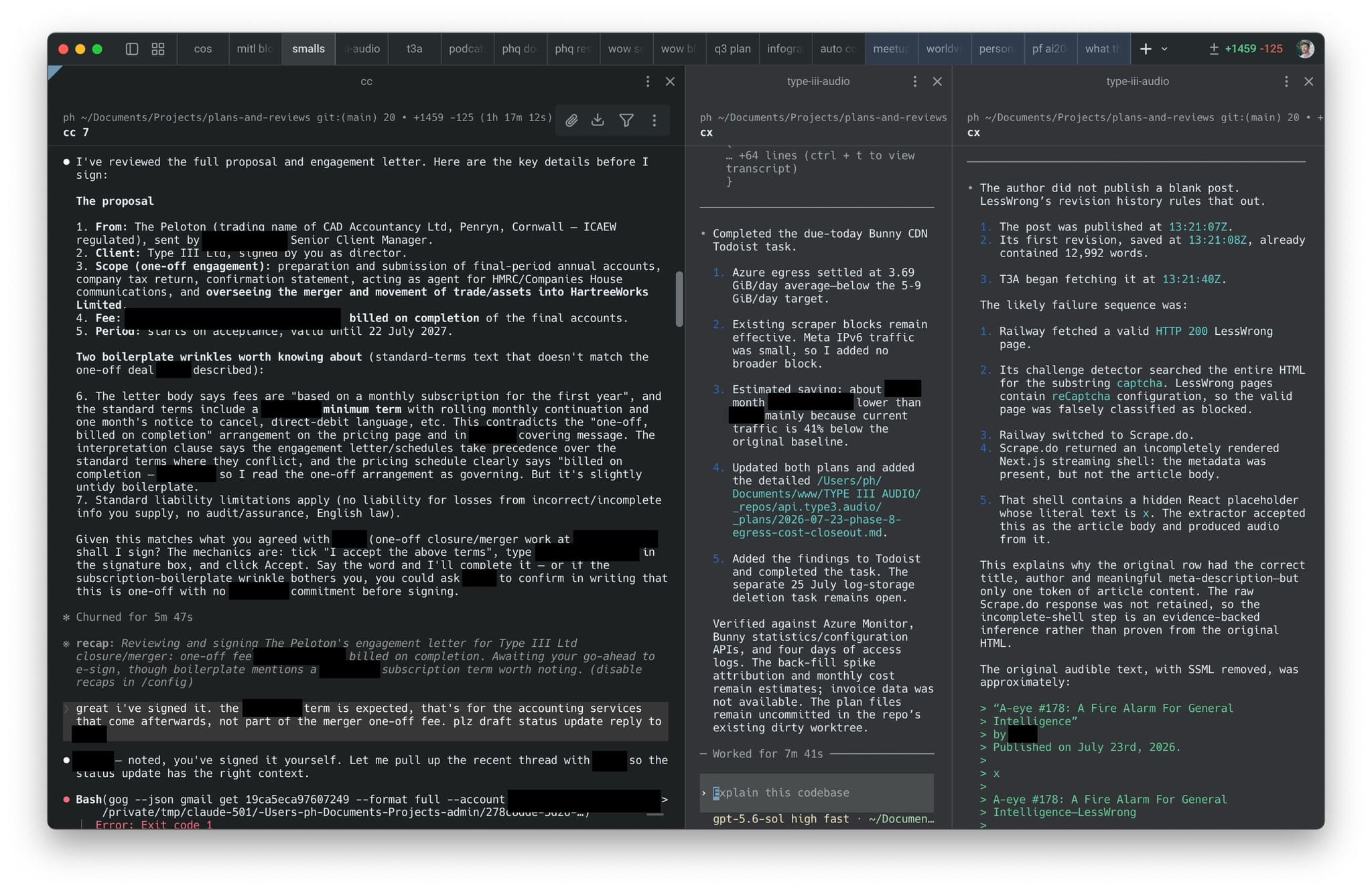 The accountant reply drafted and a Bunny CDN alert investigated