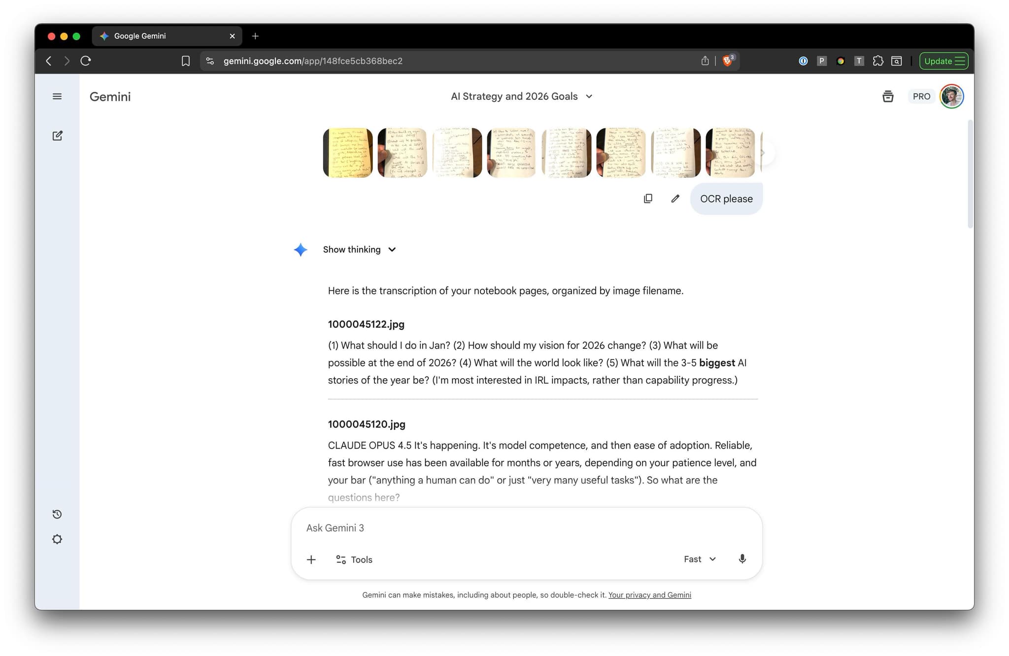 Gemini 3 Flash OCR's my journal