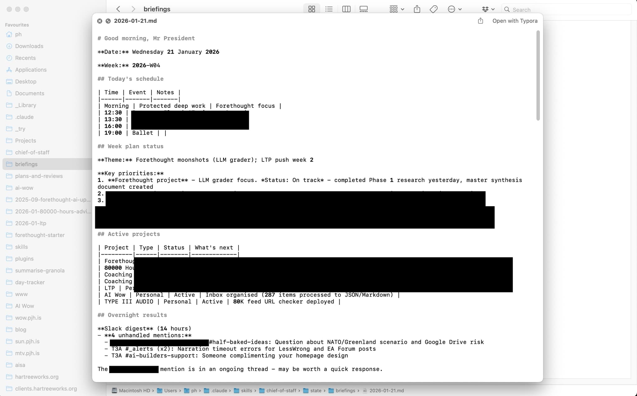 Screenshot of Finder preview without markdown rendering