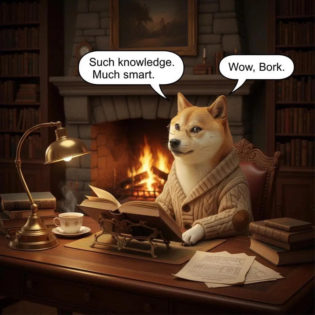 Studious doge (by Nano Banana)