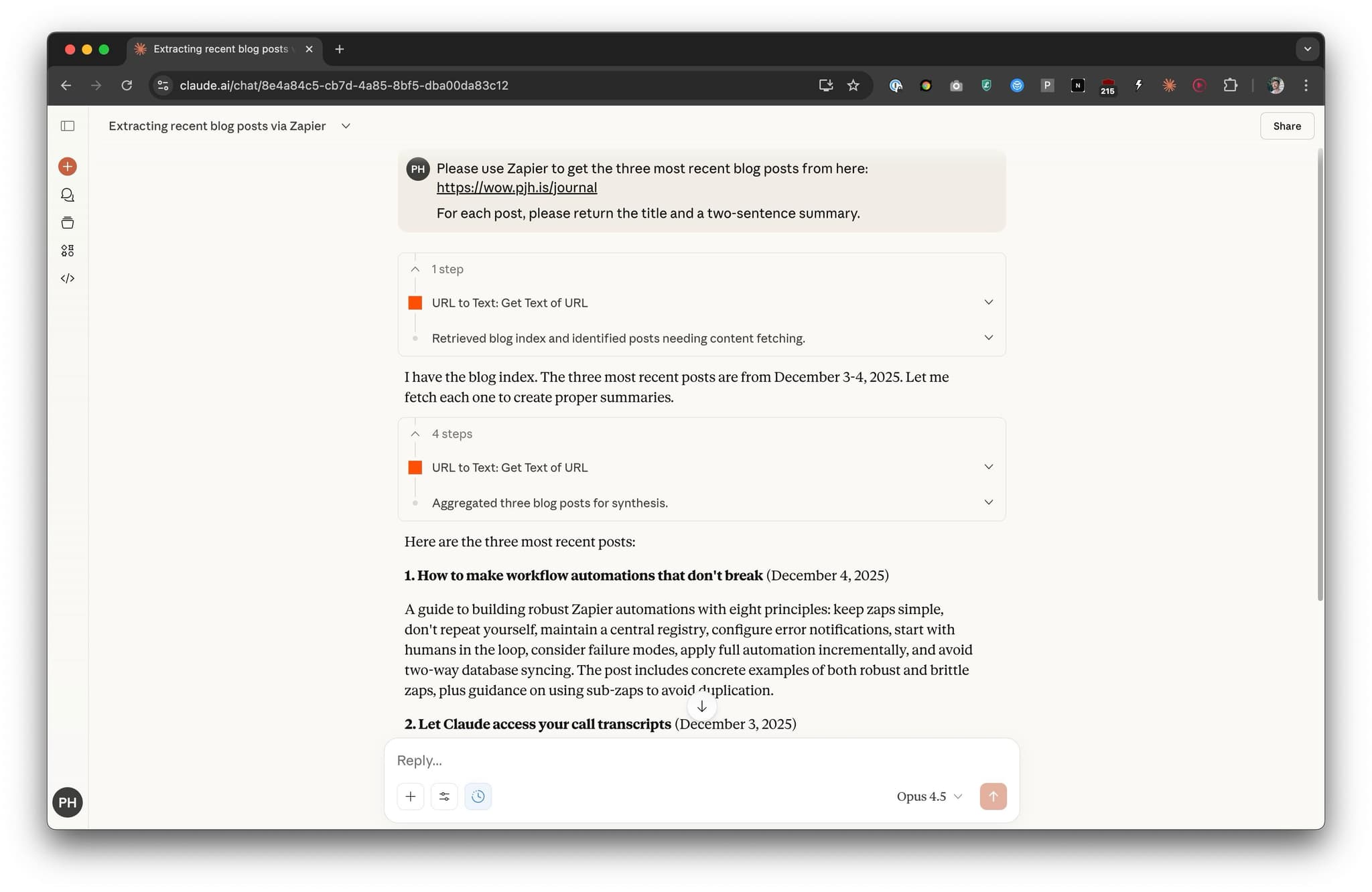 Claude crawling the AI Wow blog