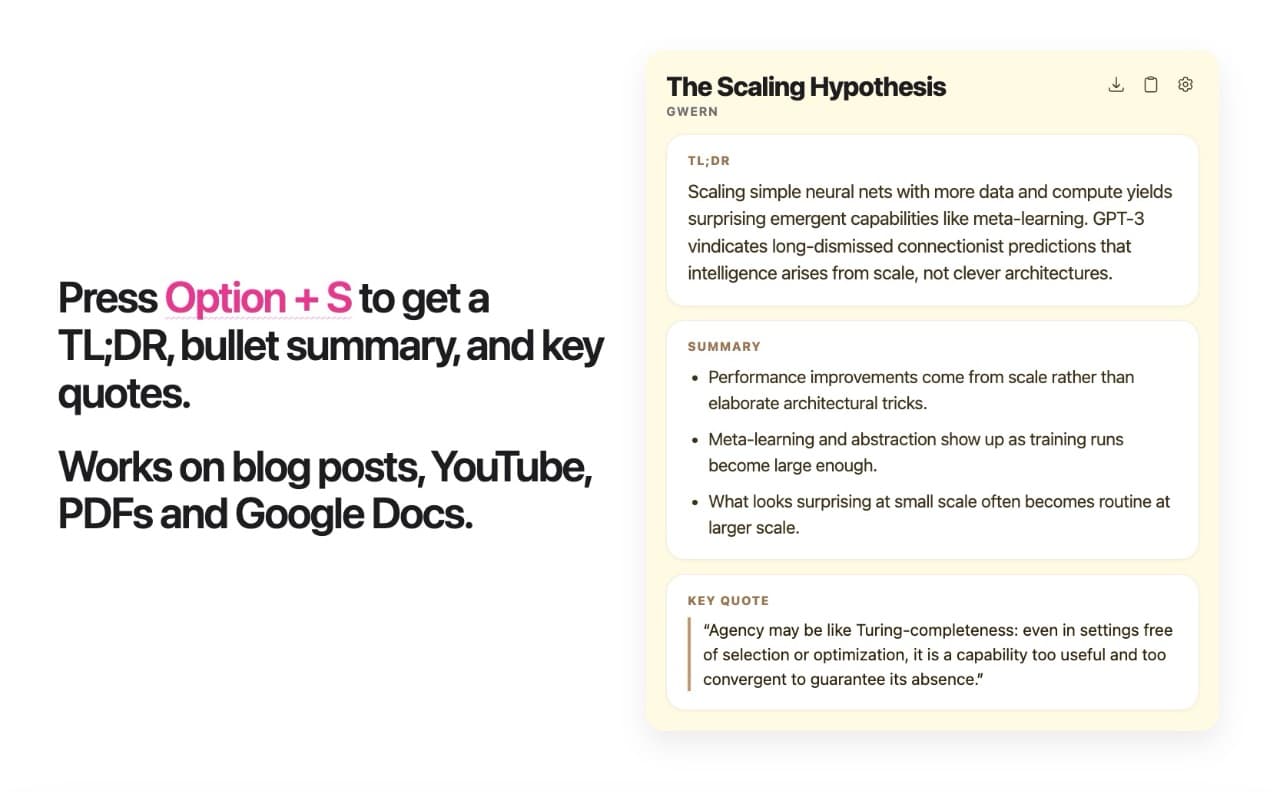 Such Summary Chrome Web Store screenshot